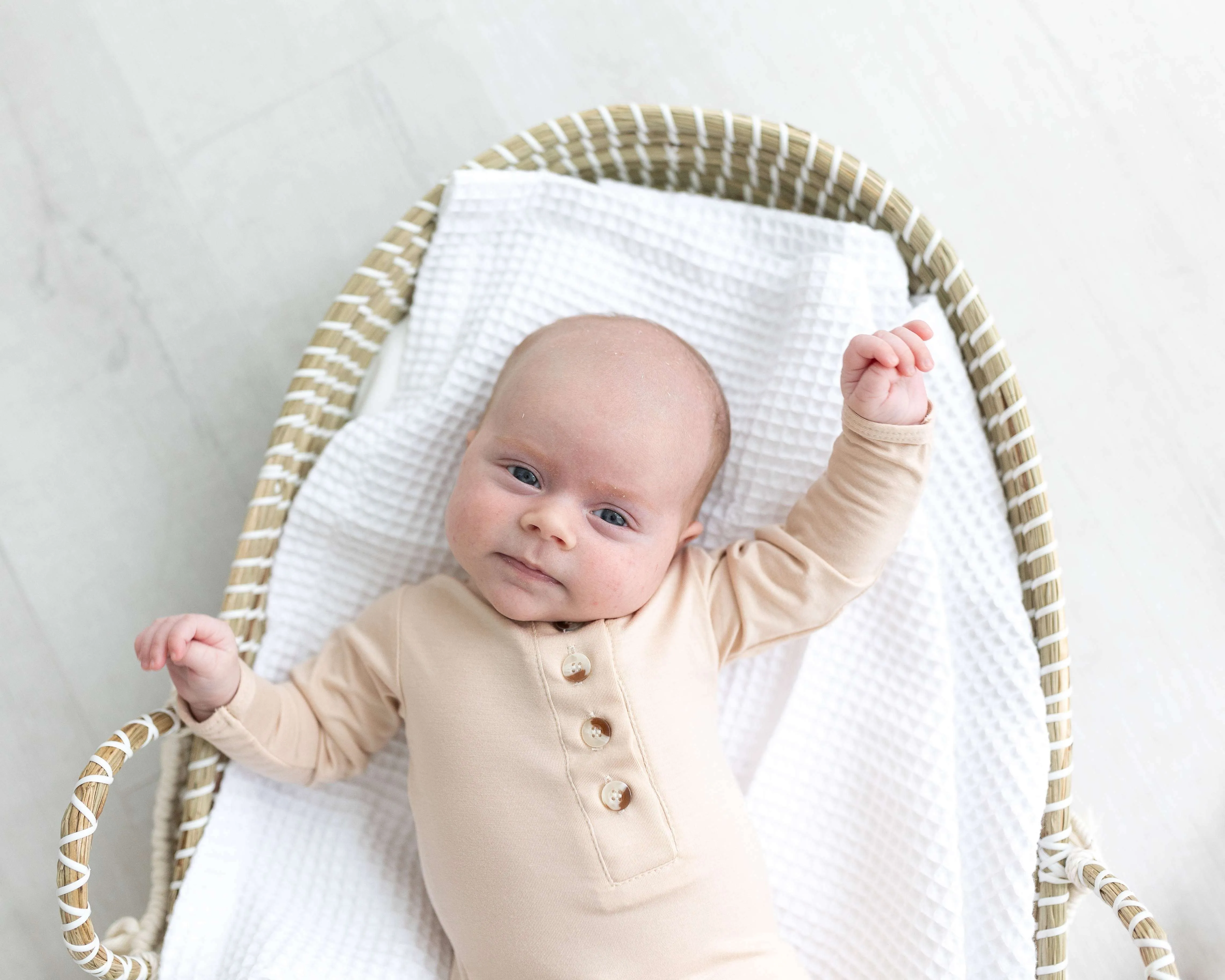 Emerson Knotted Baby Gown Set |Sand
