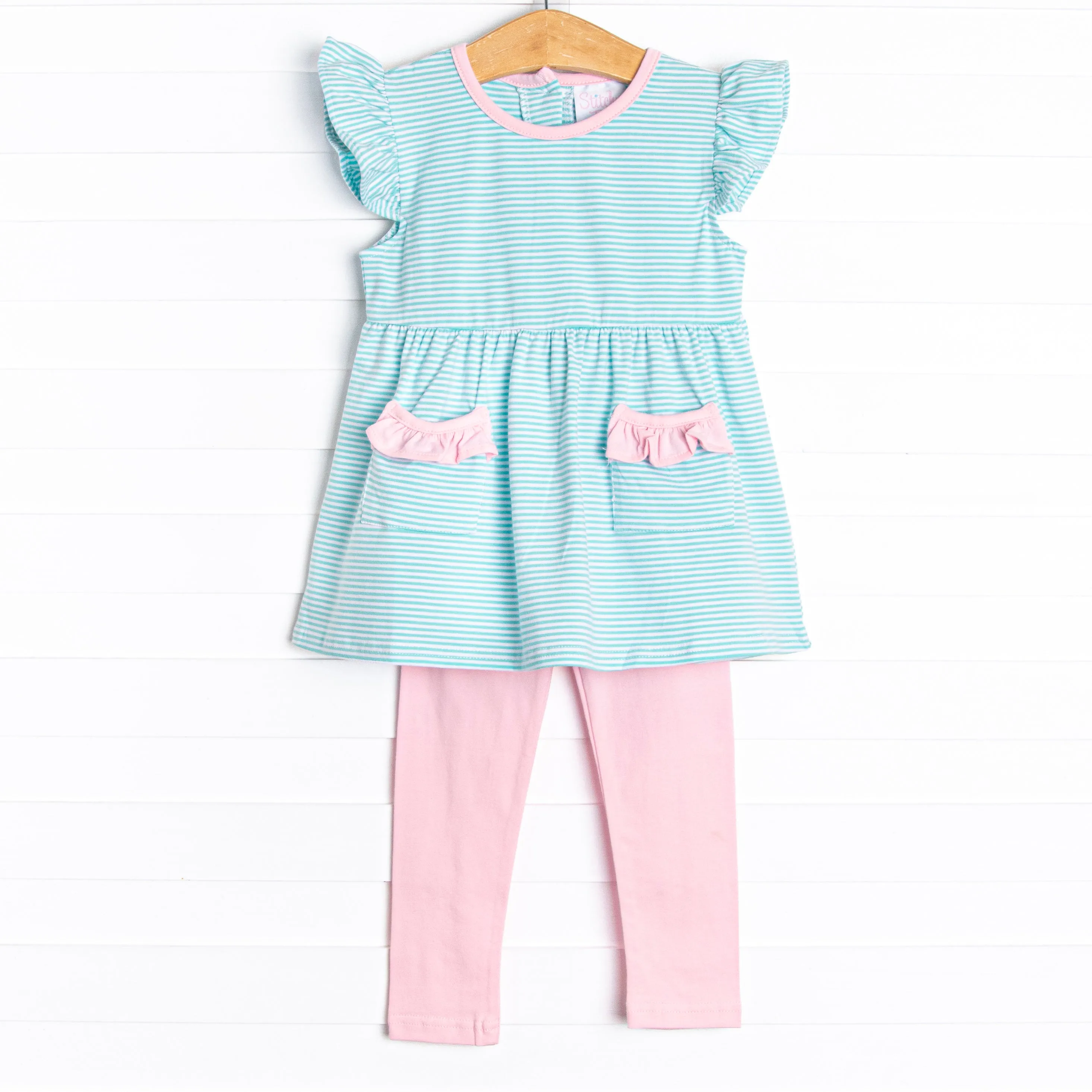 Everly Legging Set, Mint Stripe