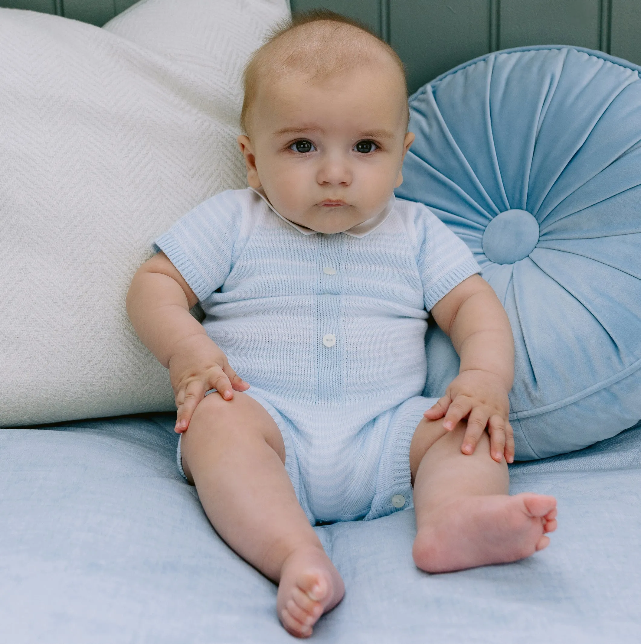 Fabian Blue Knitted Boys Romper