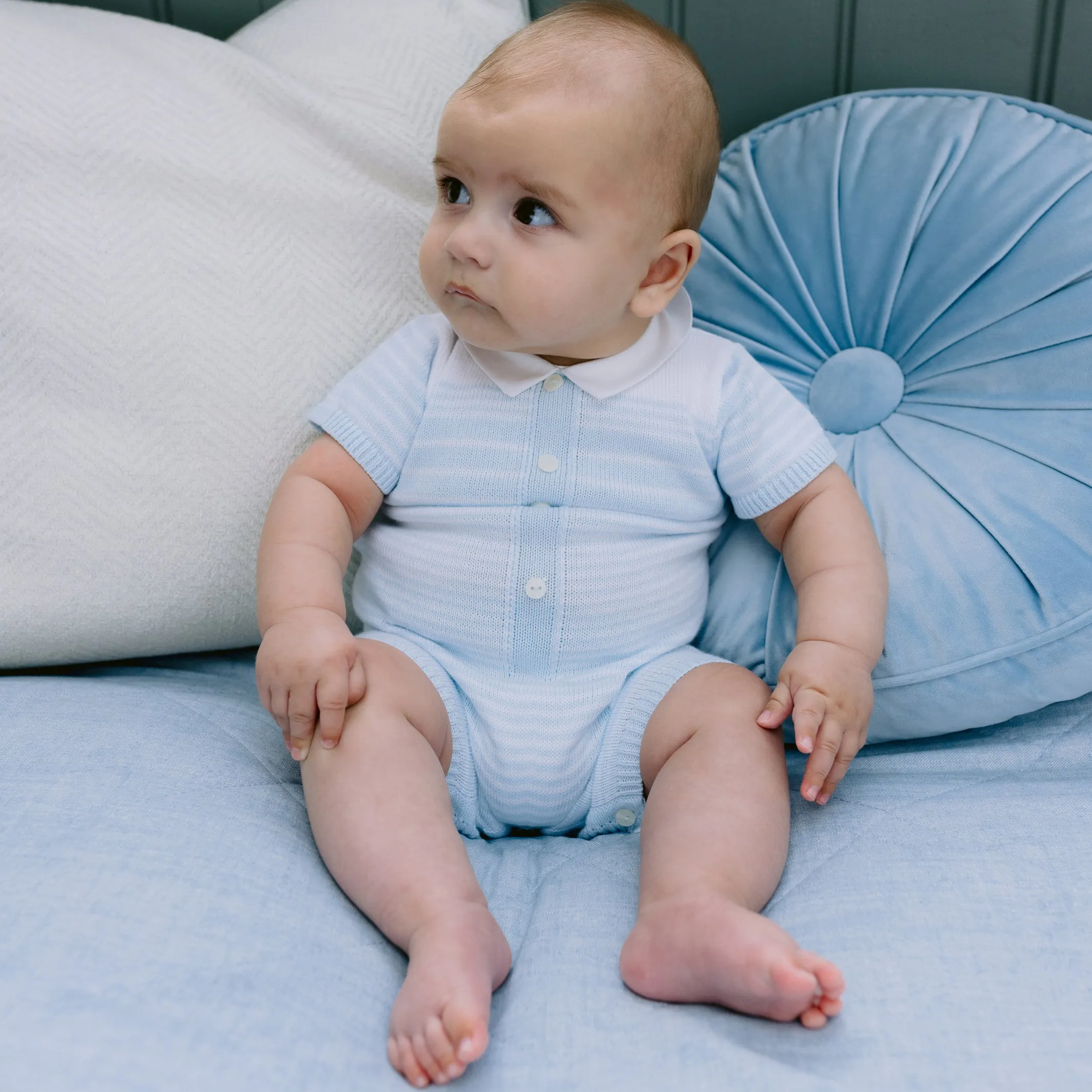 Fabian Blue Knitted Boys Romper