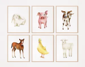 Farm Nursery Art Set of 6 Prints