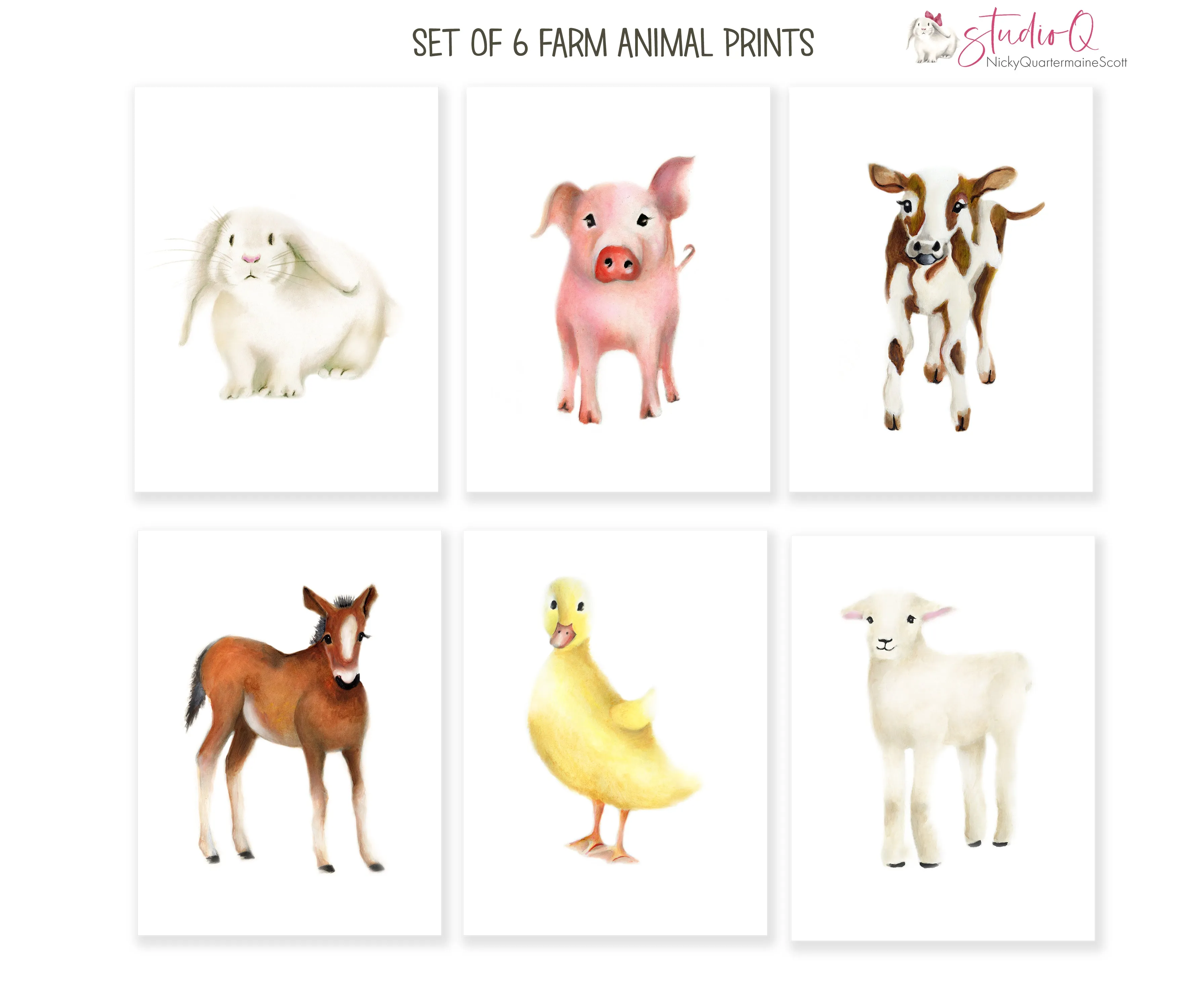 Farm Nursery Art Set of 6 Prints
