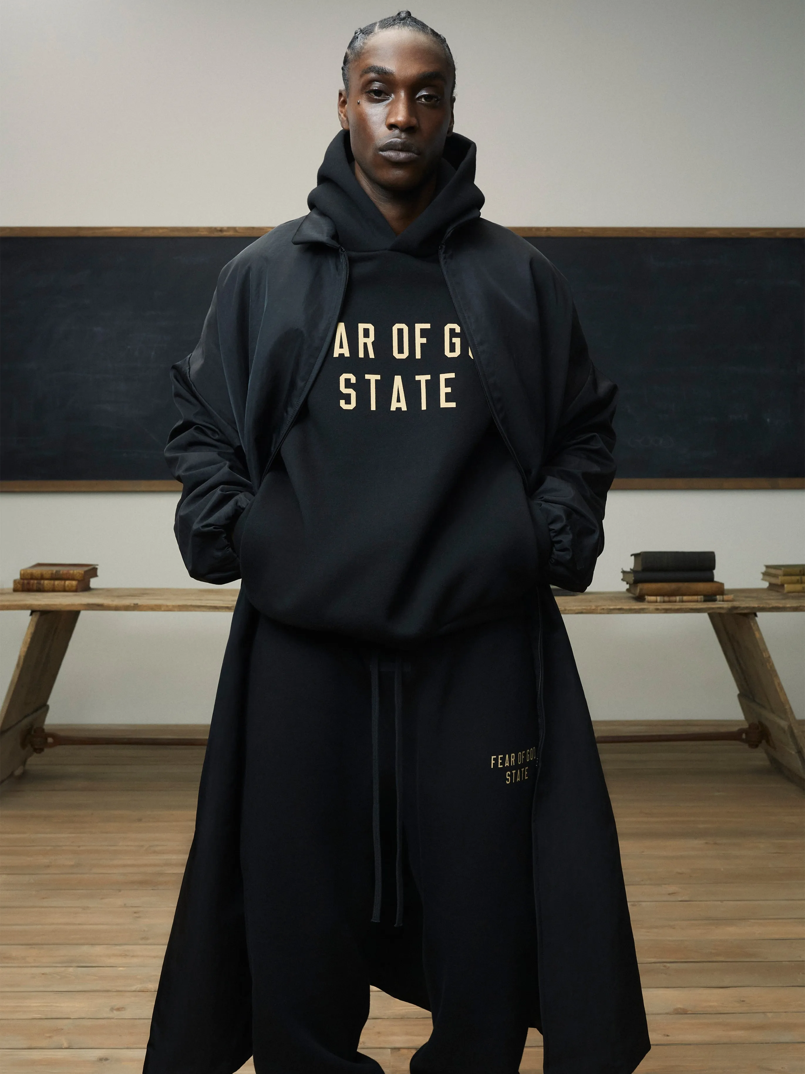Fear of God Essentials Feece Hoodie BLACK (FW24)