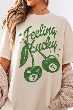 FEELIN LUCKY ST PATRICKS OVERSIZED GRAPHIC TEE