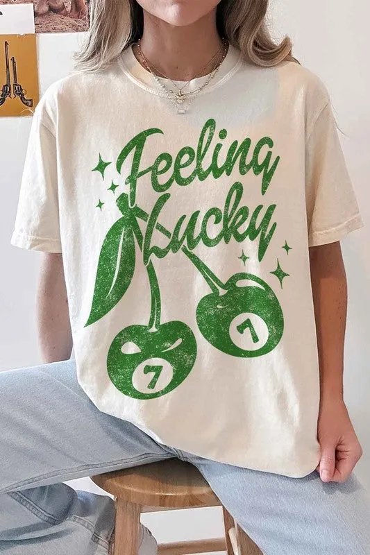 FEELIN LUCKY ST PATRICKS OVERSIZED GRAPHIC TEE