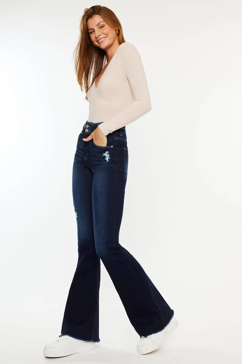 FINAL SALE: High Rise Fray Hem Flare Jeans