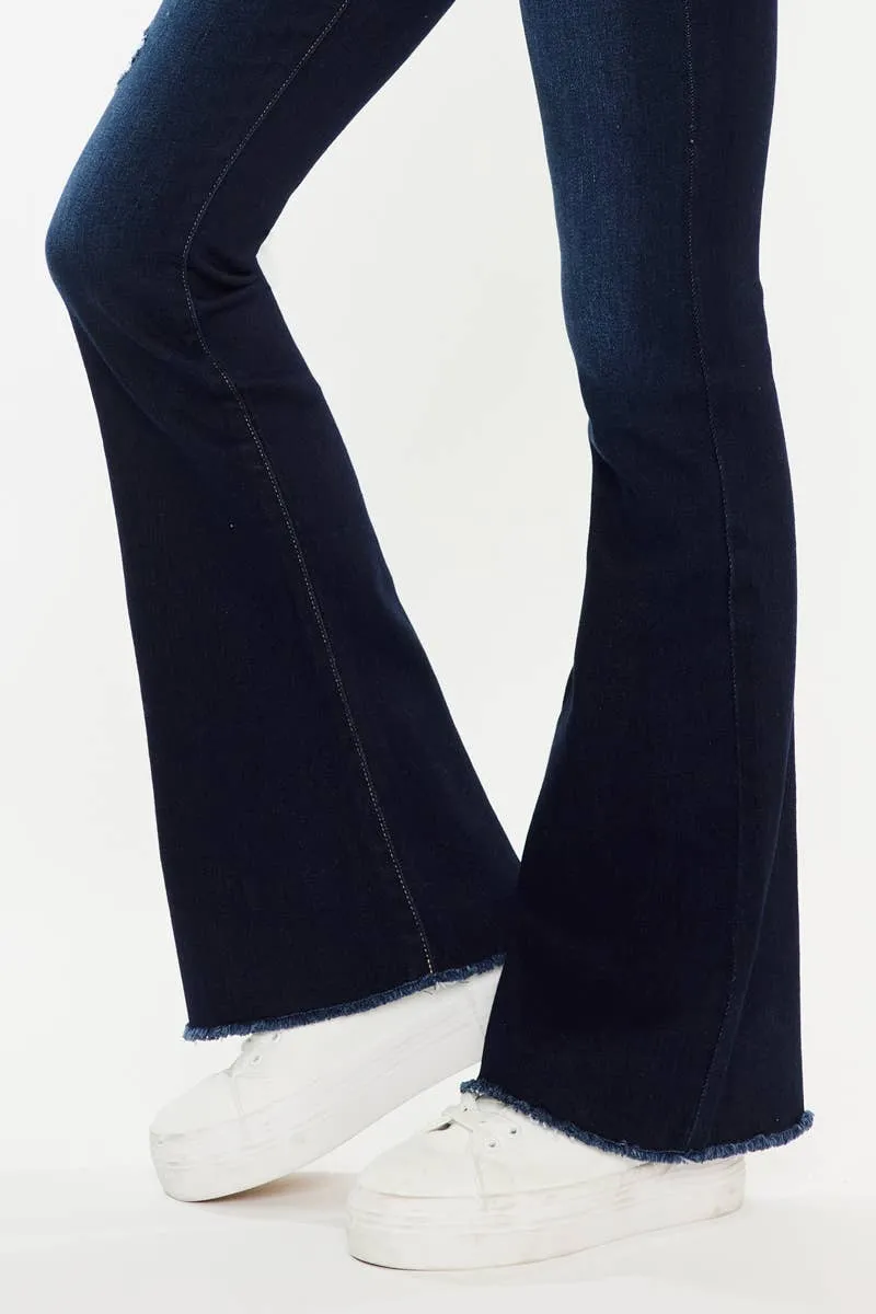 FINAL SALE: High Rise Fray Hem Flare Jeans