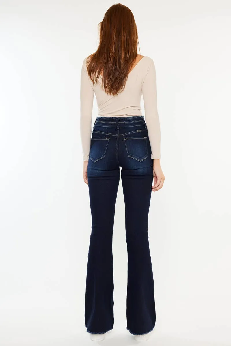 FINAL SALE: High Rise Fray Hem Flare Jeans