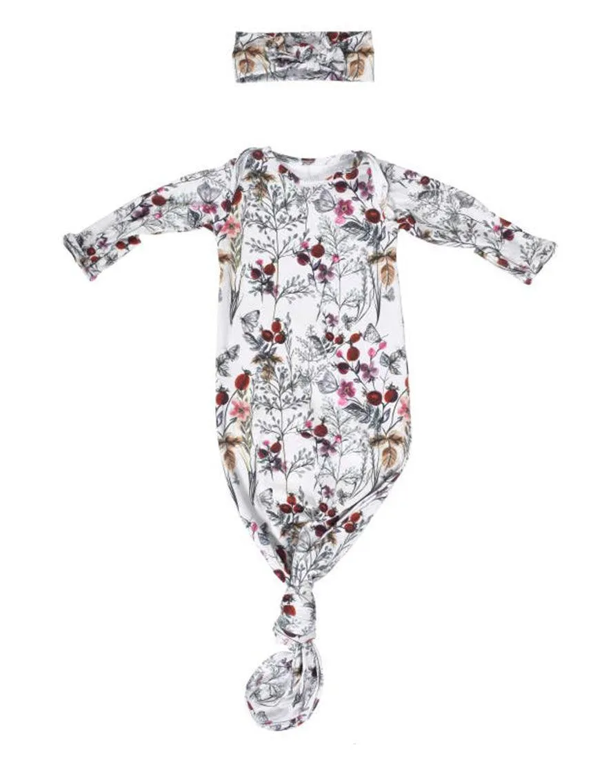 Floral Knotted Gown Set