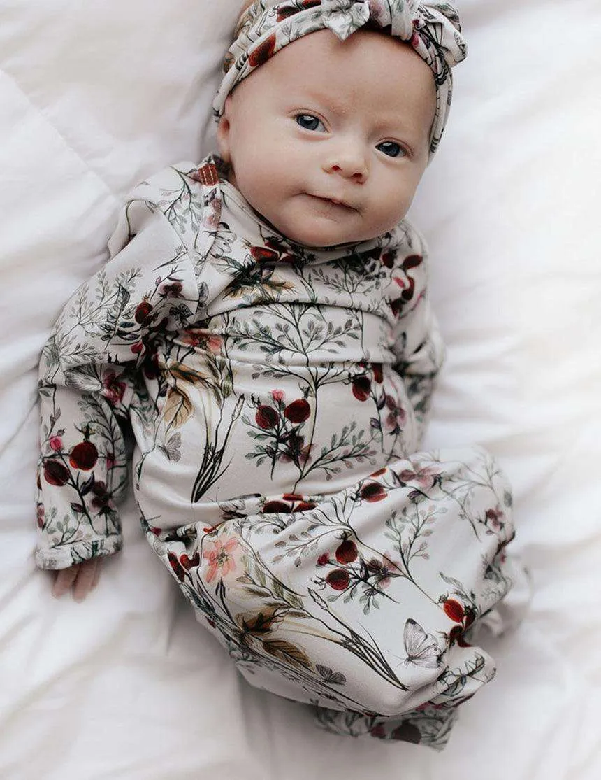 Floral Knotted Gown Set