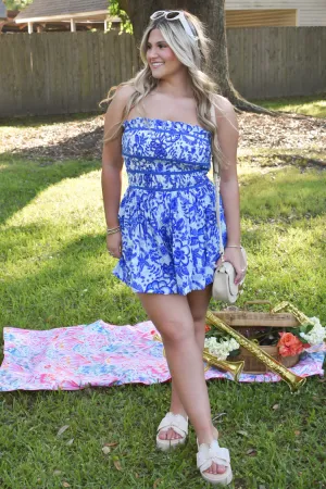 Floral Strapless Romper