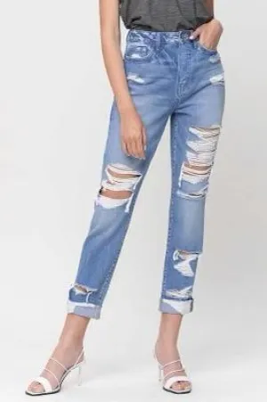 Flying monkey Super High Rise Cuffed Mom Jeans