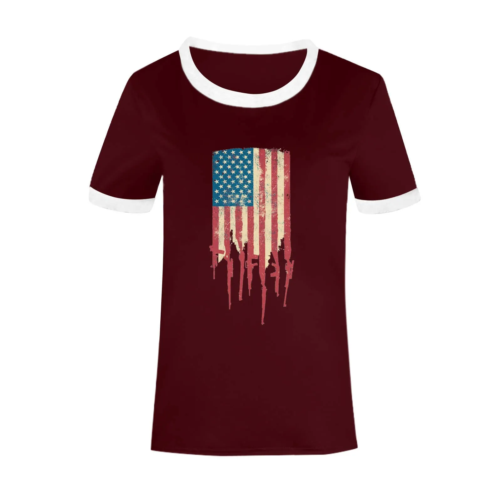 Fourth of July American flag print women's t-shirt