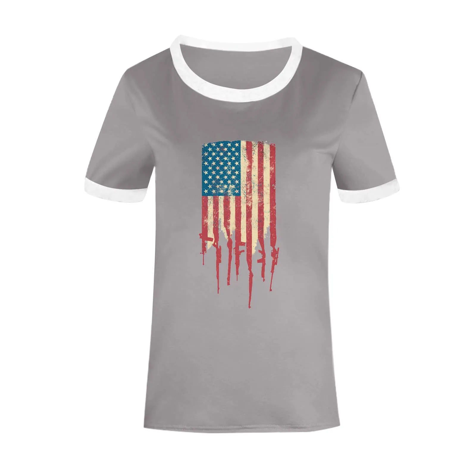 Fourth of July American flag print women's t-shirt