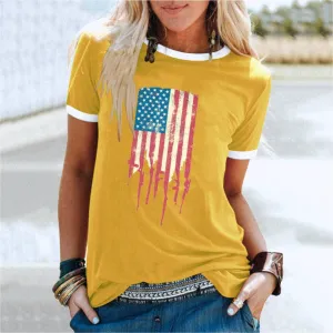 Fourth of July American flag print women's t-shirt