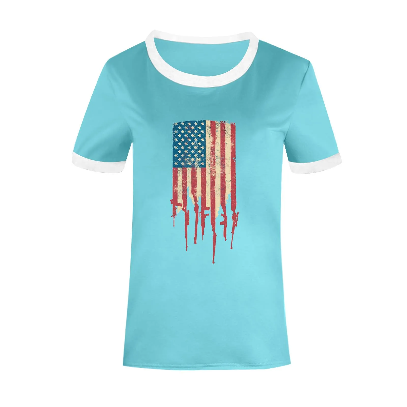 Fourth of July American flag print women's t-shirt