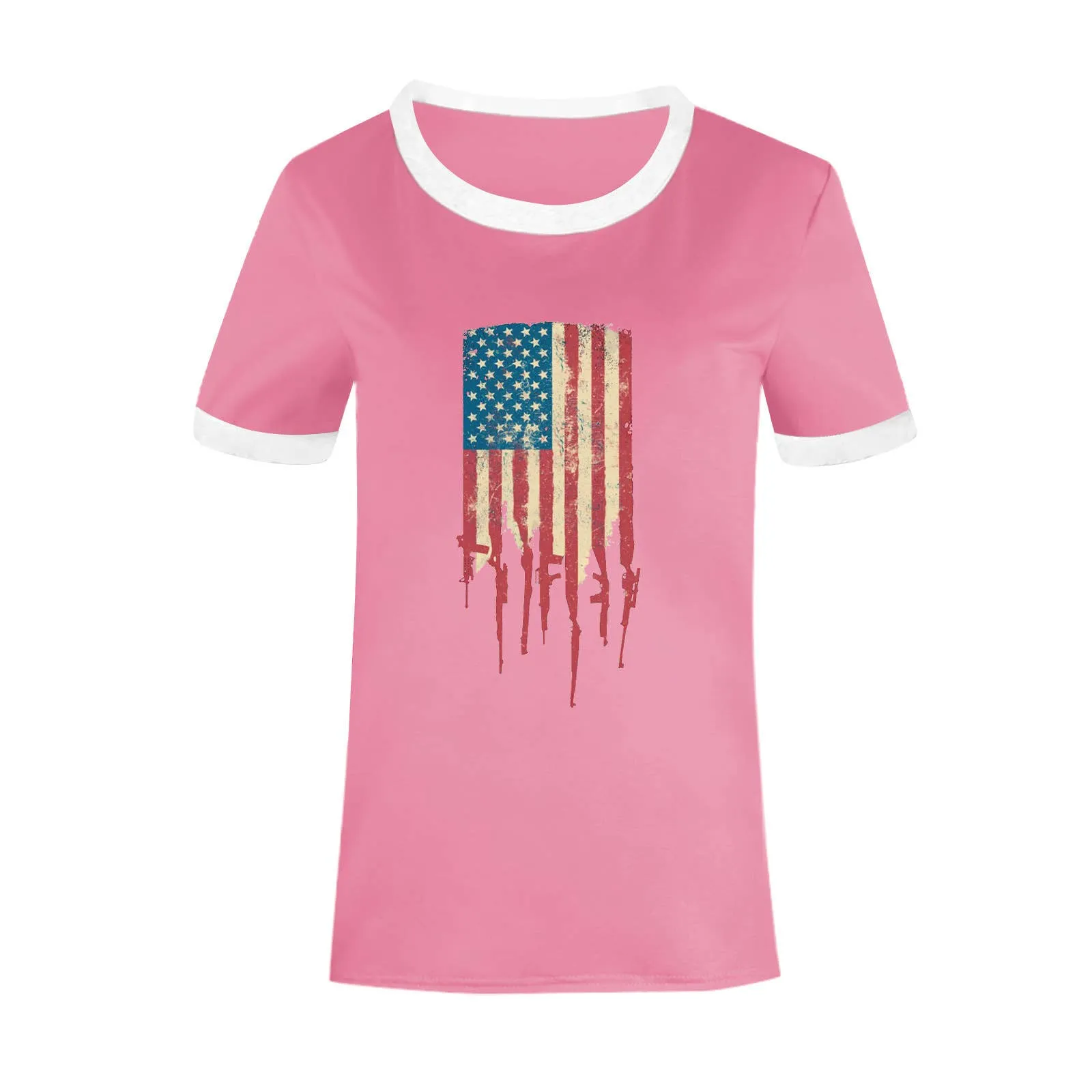 Fourth of July American flag print women's t-shirt