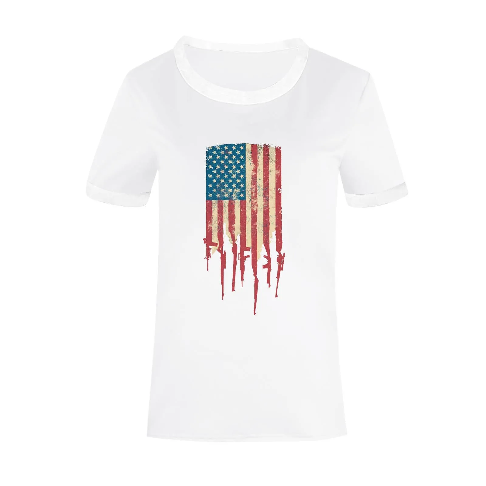 Fourth of July American flag print women's t-shirt