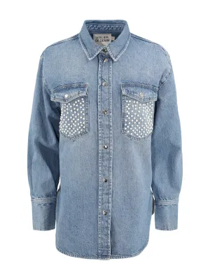 Frame Atelier Oversized Shirt Jacket in Daylight Pearl