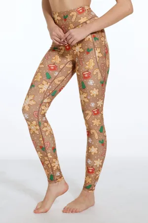 Gingerbread Glow Holiday Leggings with pockets