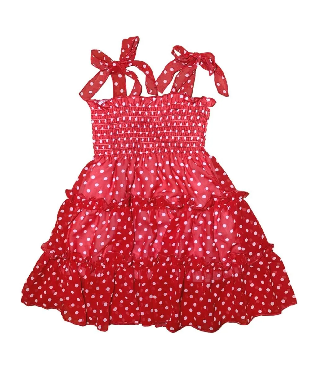 Girl Chiffon Dress Polka Dots B 2-8