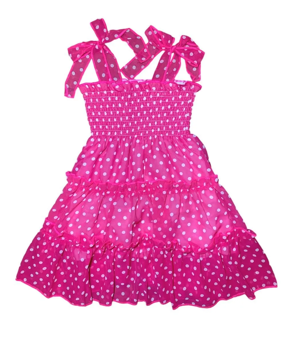 Girl Chiffon Dress Polka Dots B 2-8