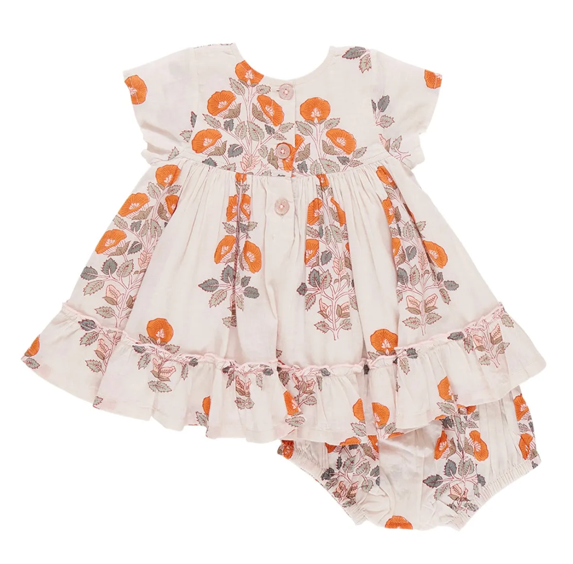 Girls Evelyn Dress    Bloomer Set - Cloud Bouquet Floral || Pink Chicken