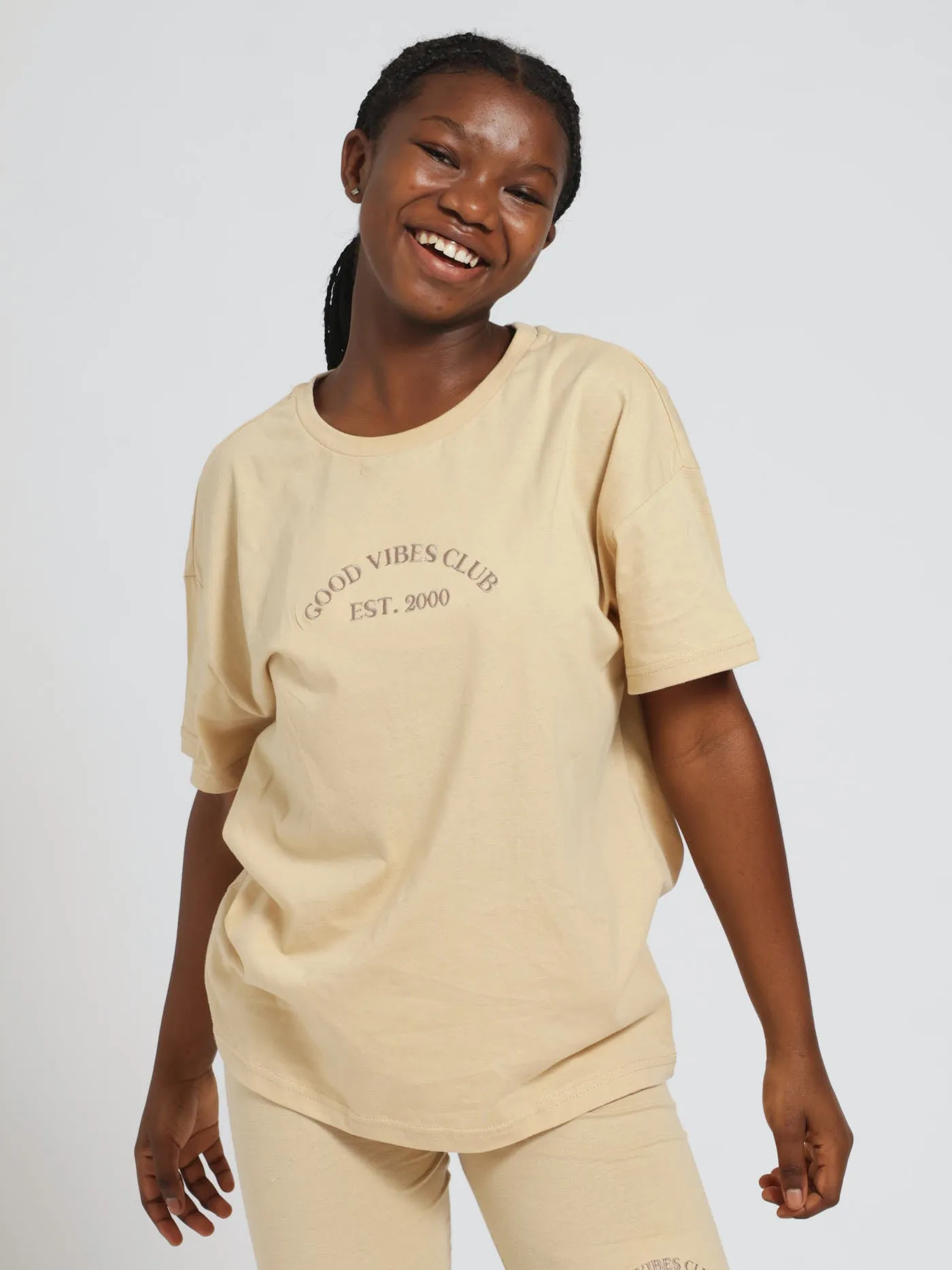Girls Oversized Tee - Stone