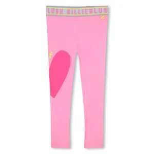 Girls Pink Heart Leggings