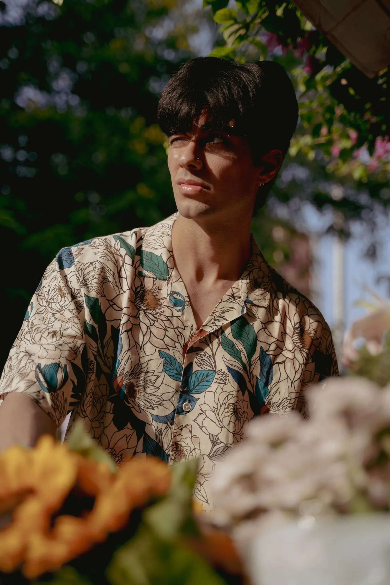 Green Leaf Floral Oversize Shirt