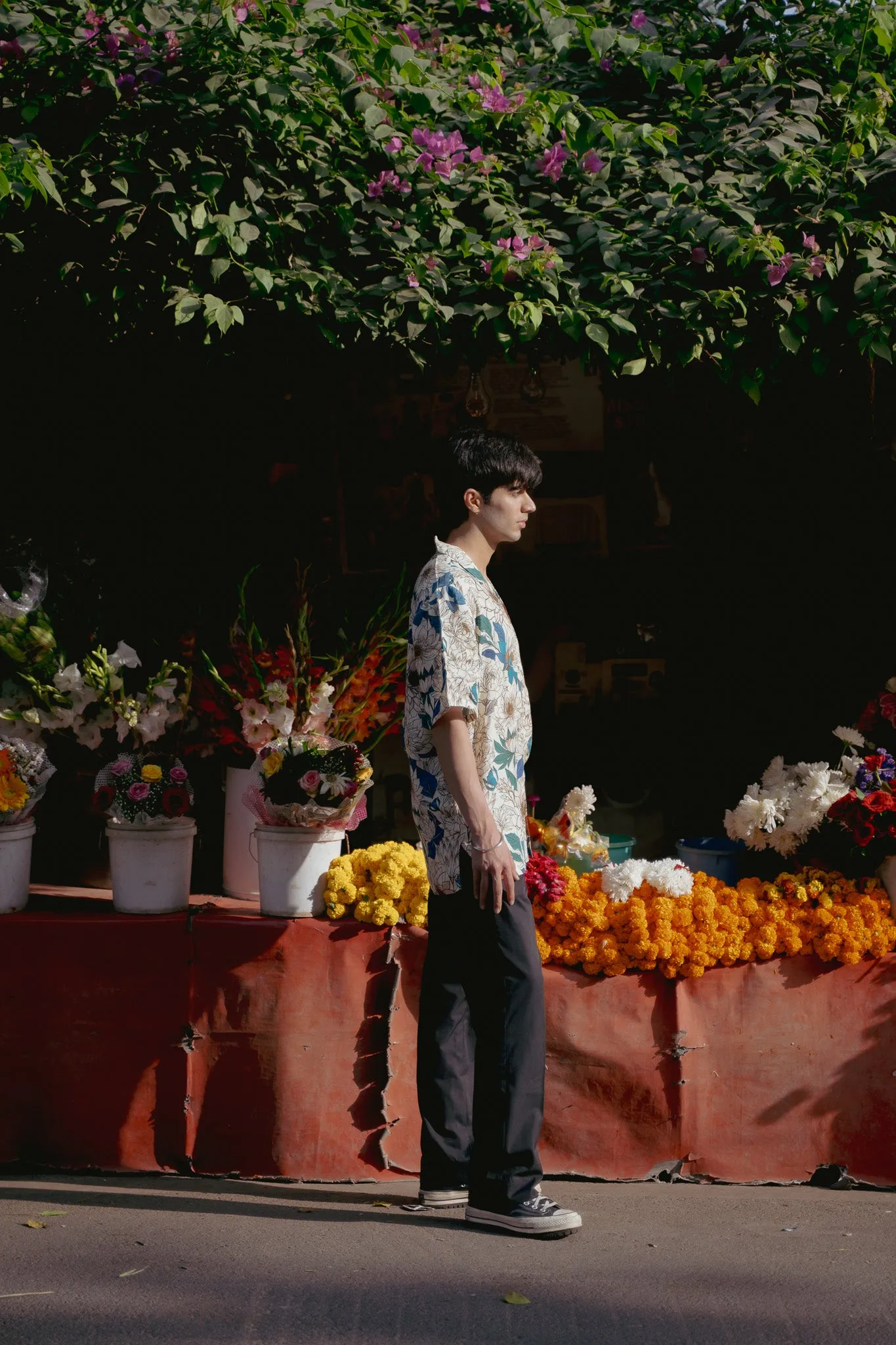 Green Leaf Floral Oversize Shirt