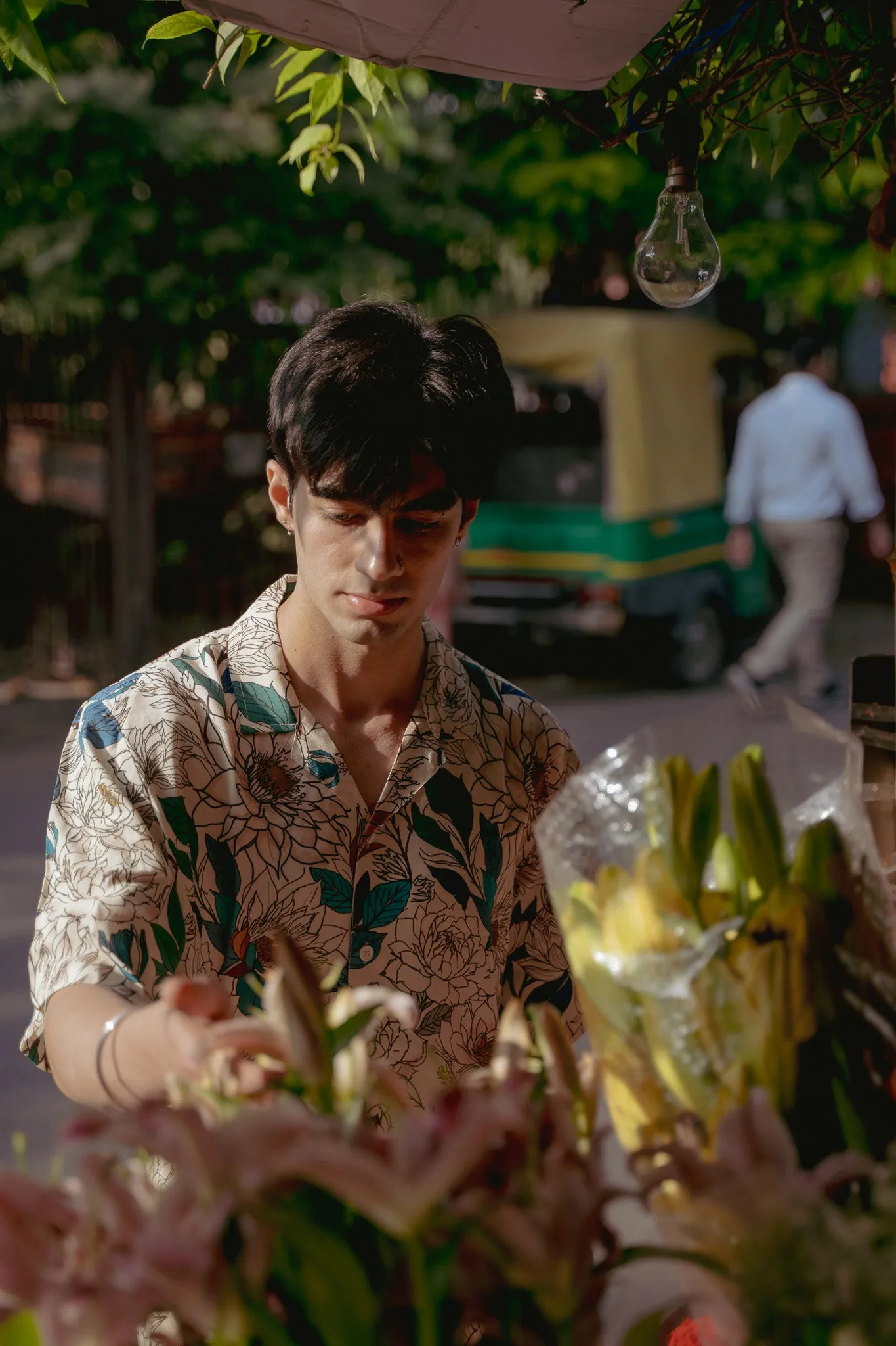 Green Leaf Floral Oversize Shirt