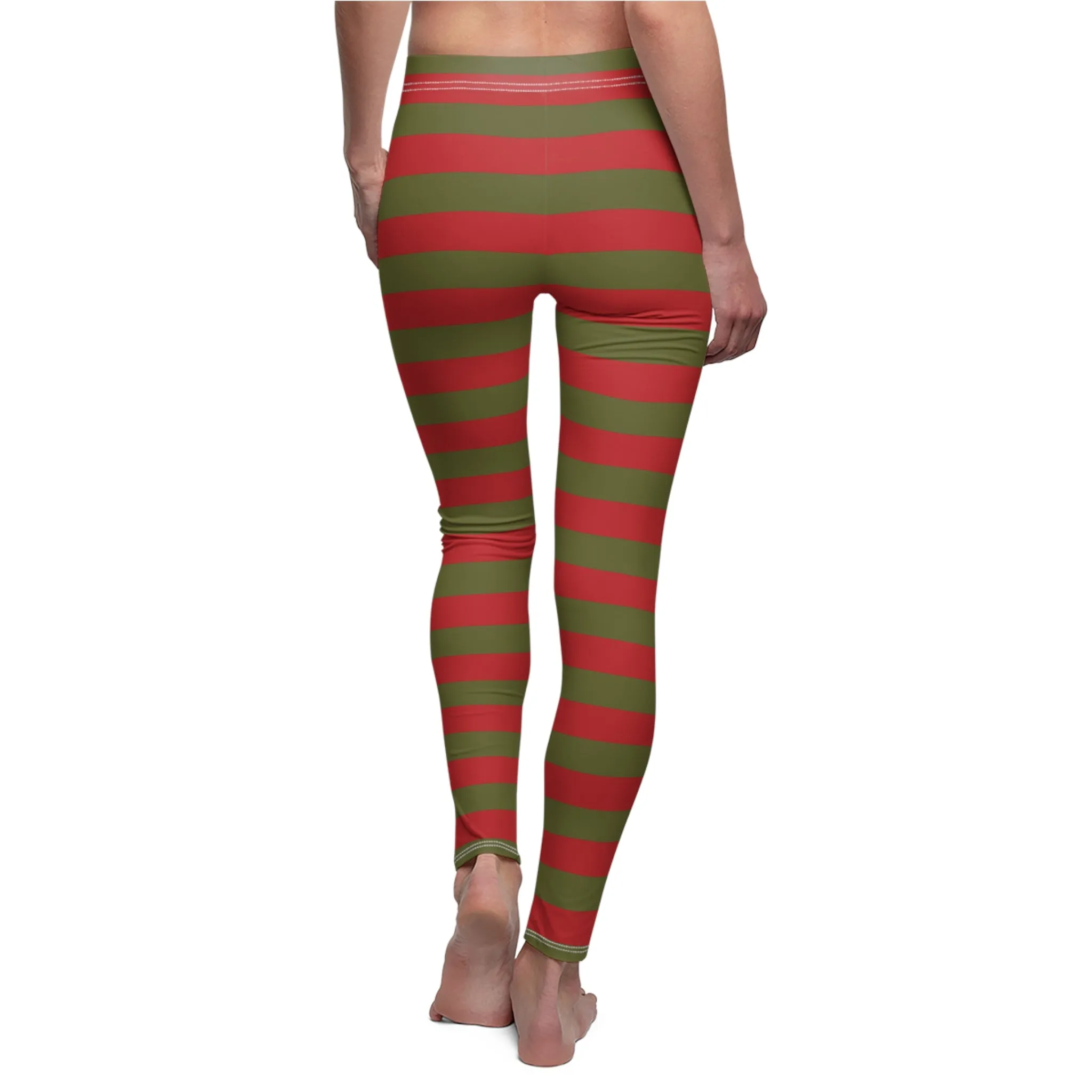 Green Red Striped Freddy Kreuger Womens Leggings Halloween Costume