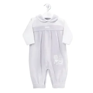Grey Velour "Owl on the Moon" Romper