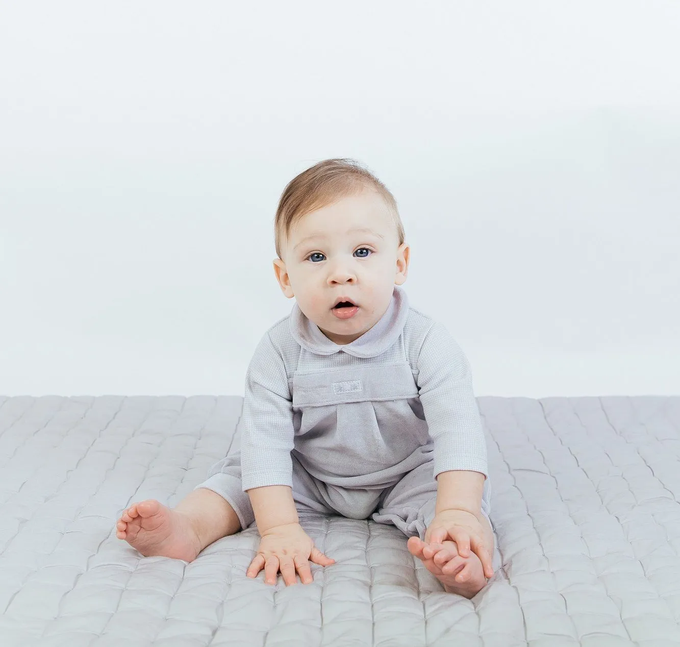Grey Velour "Owl on the Moon" Romper