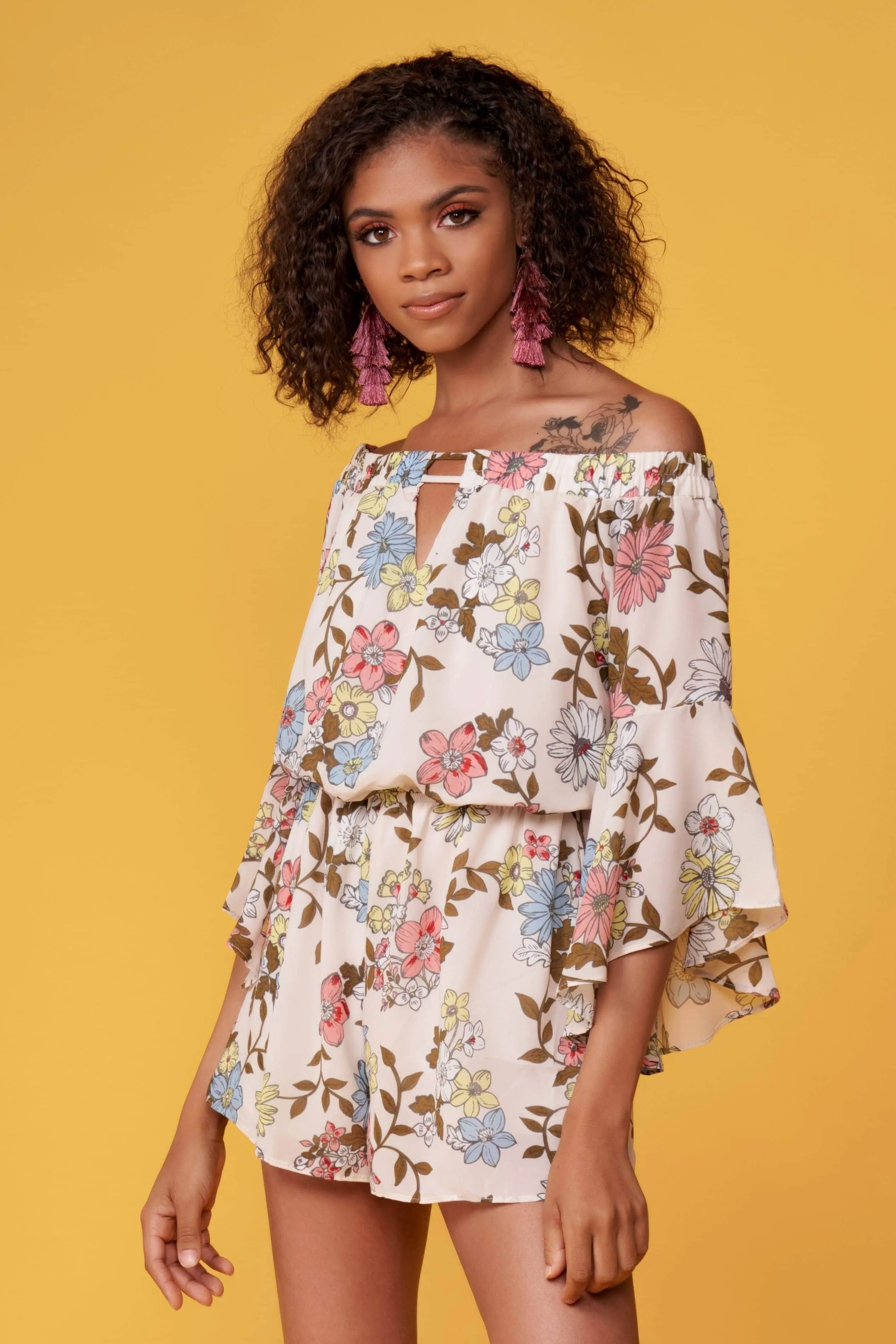Griffin Cream Floral Print Romper
