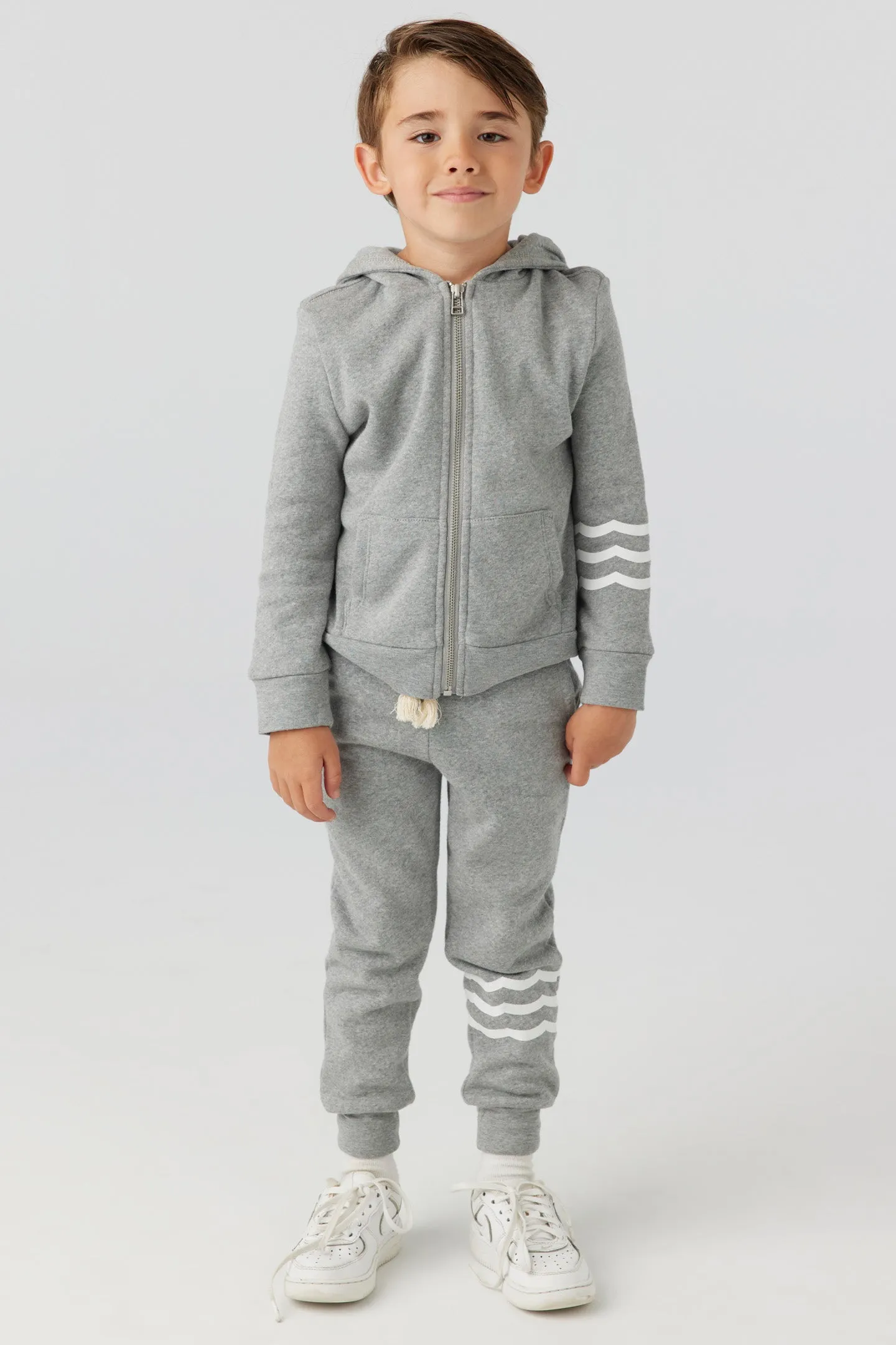 Heather Grey Waves Zip Up Hoodie