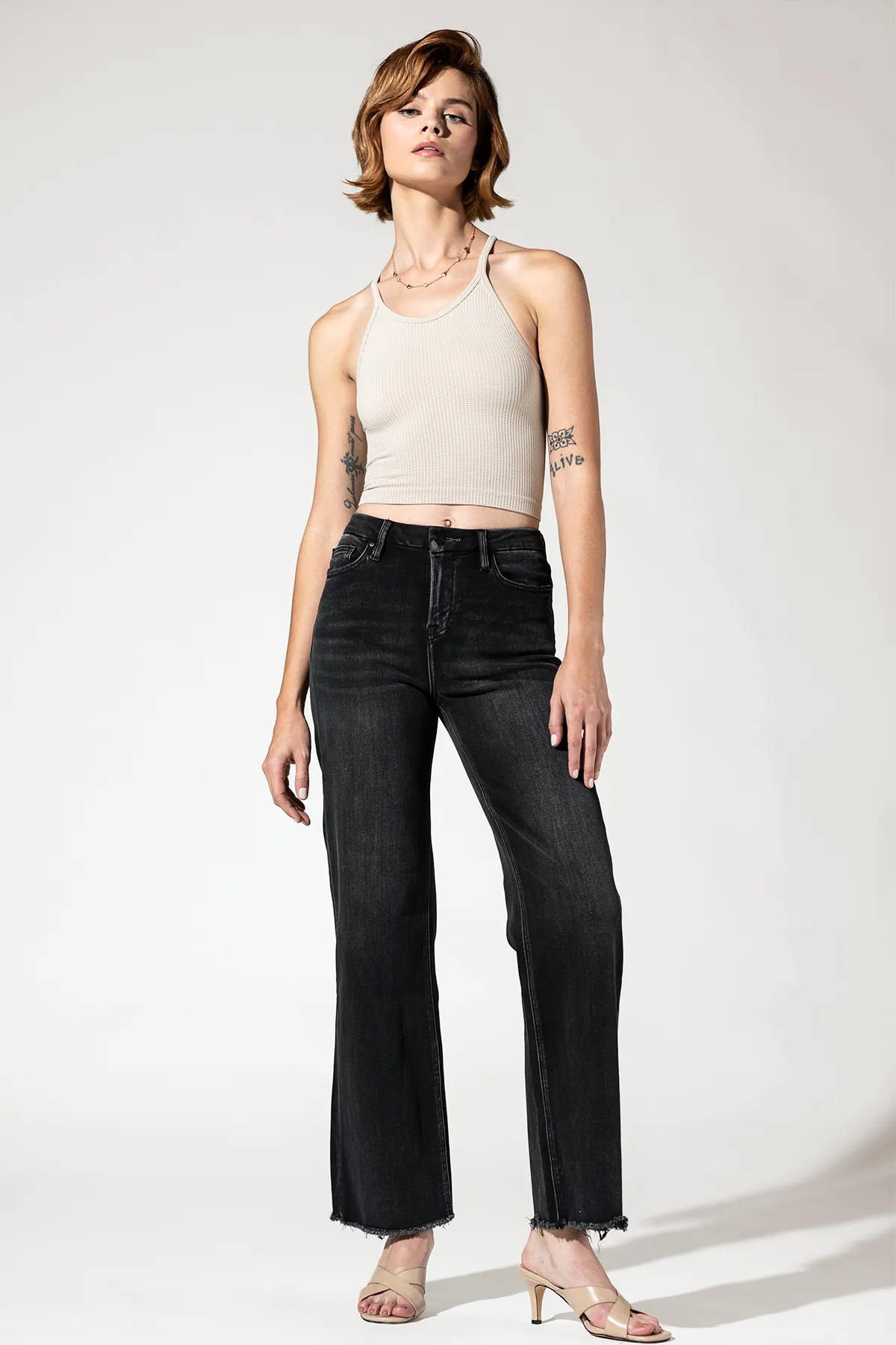 High Rise Crop Wide Leg