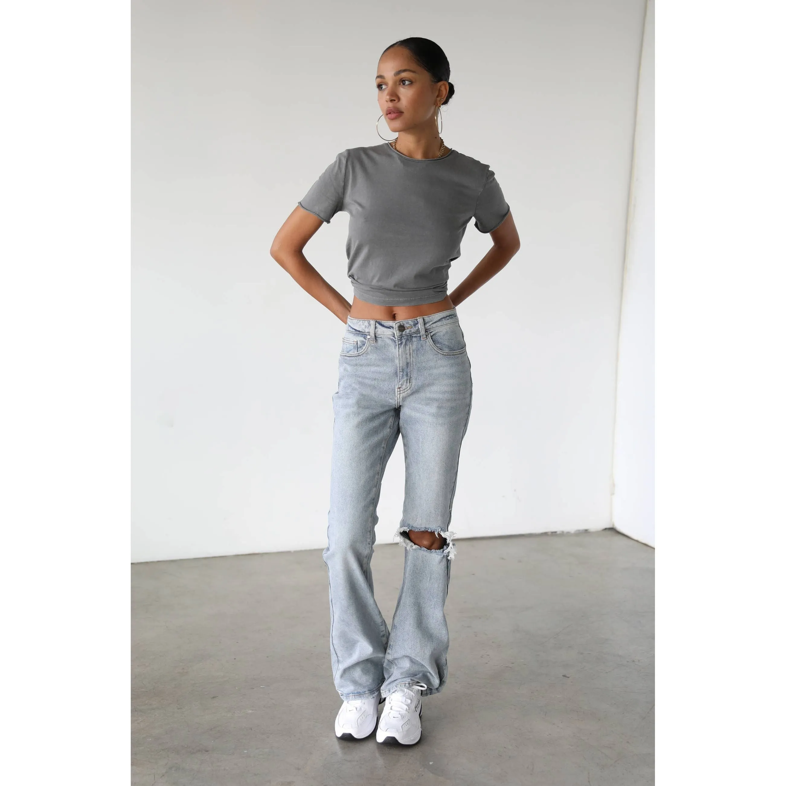 High Rise Flare Leg Denim Jeans-7101