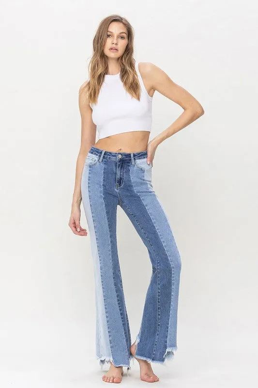 HIGH RISE RELAXED FLARE WITH UNEVEN RAW HEM