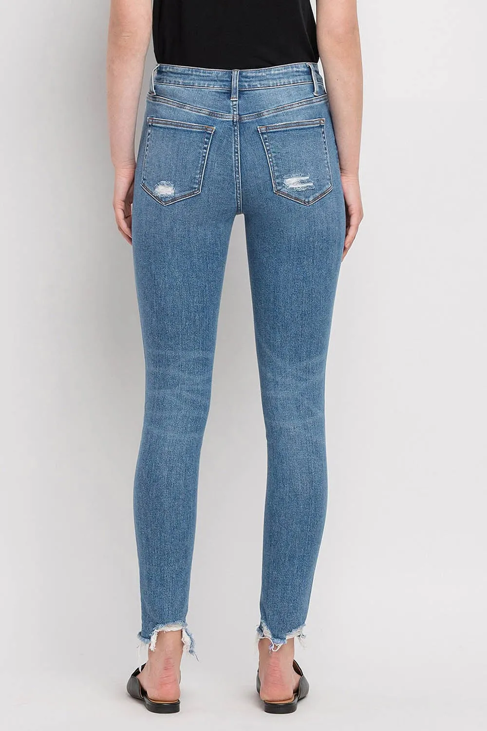 High Rise Skinny Frayed Ankle Jeans