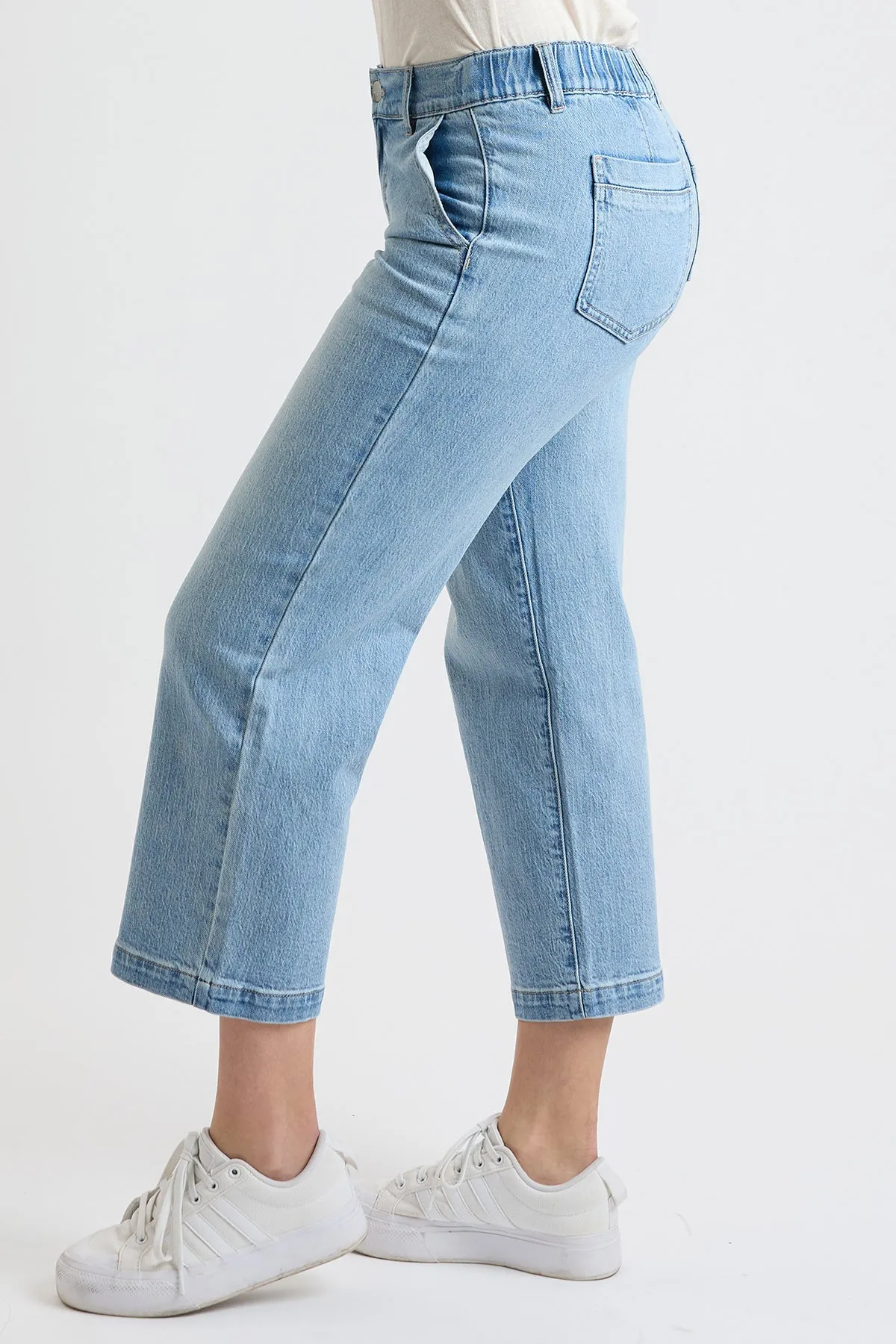 High Rise Wide Leg Jeans with Elastic Back, Pack of 6