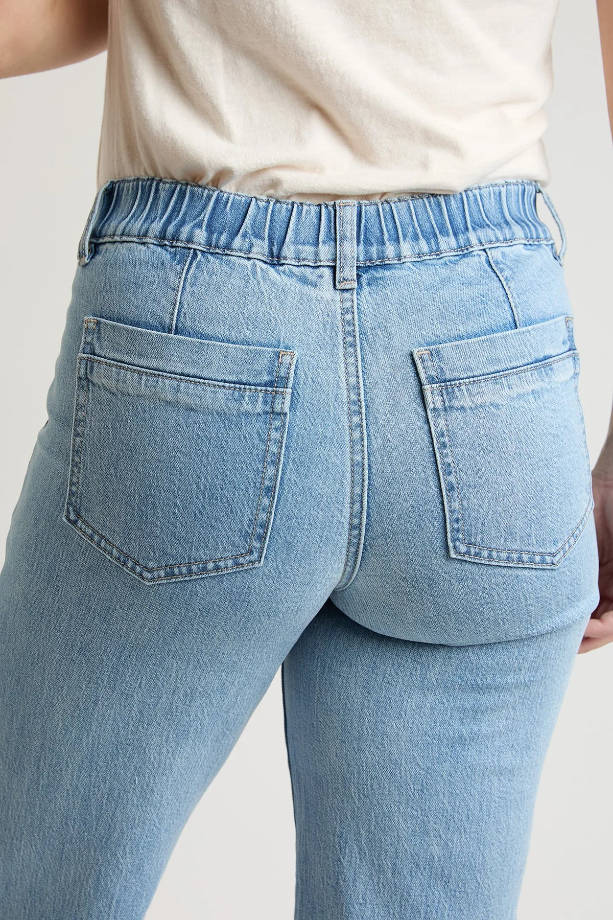 High Rise Wide Leg Jeans with Elastic Back, Pack of 6