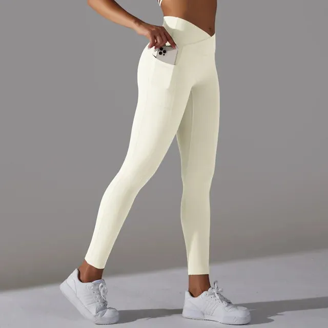 High Waist Yoga Pants with Side Pocket - Booty Scrunch Butt Leggings