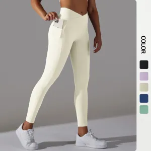 High Waist Yoga Pants with Side Pocket - Booty Scrunch Butt Leggings