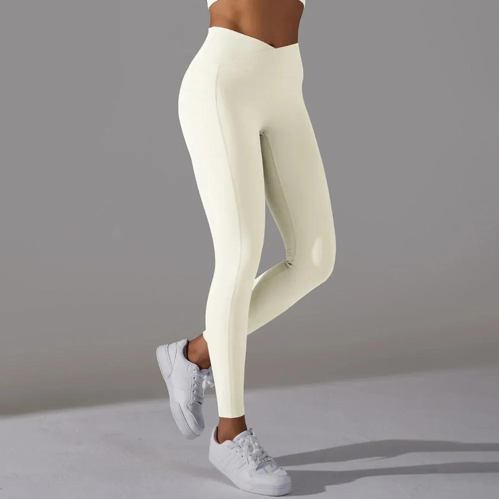 High Waist Yoga Pants with Side Pocket - Booty Scrunch Butt Leggings