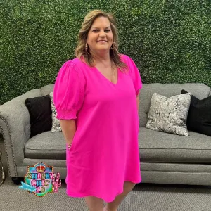 Holding on for Luck Dress - Hot Pink