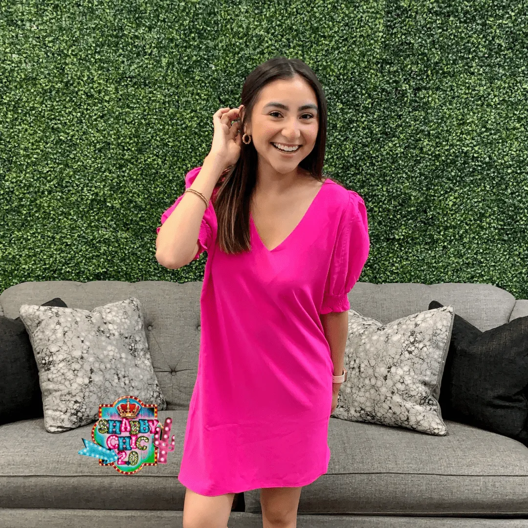 Holding on for Luck Dress - Hot Pink