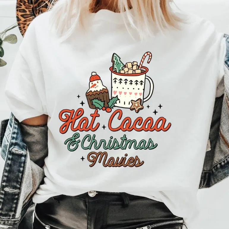 Hot Cocoa and Christmas Movies - Christmas Retro Tee