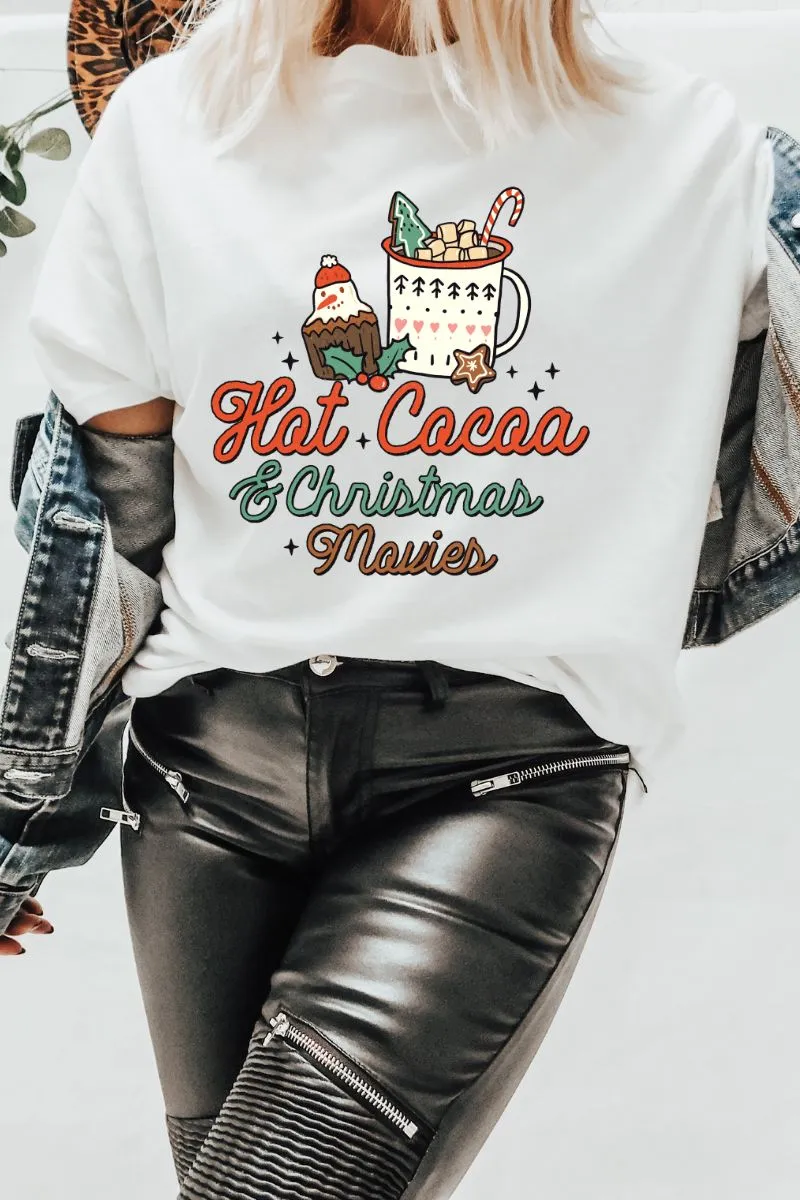 Hot Cocoa and Christmas Movies - Christmas Retro Tee